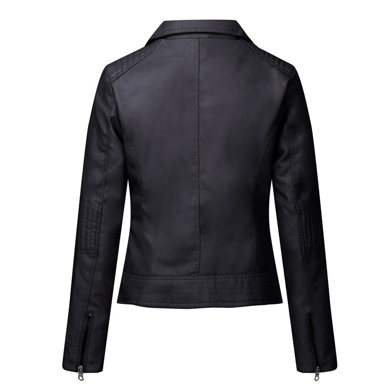 Women's Plush Leather Zipper Jacket