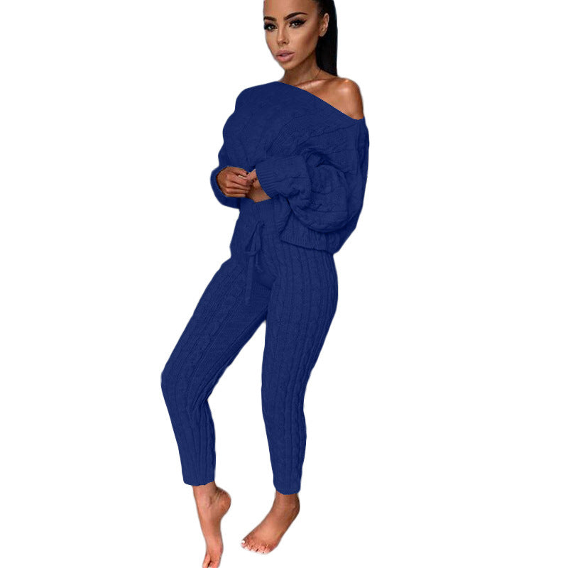 Autumn Winter Women Knitted Tracksuit