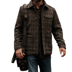 European And American Plaid Printed Jacket for Men