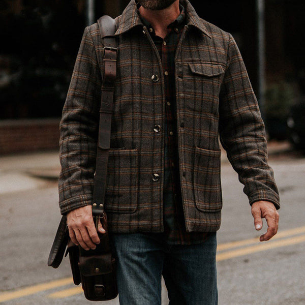 European And American Plaid Printed Jacket for Men