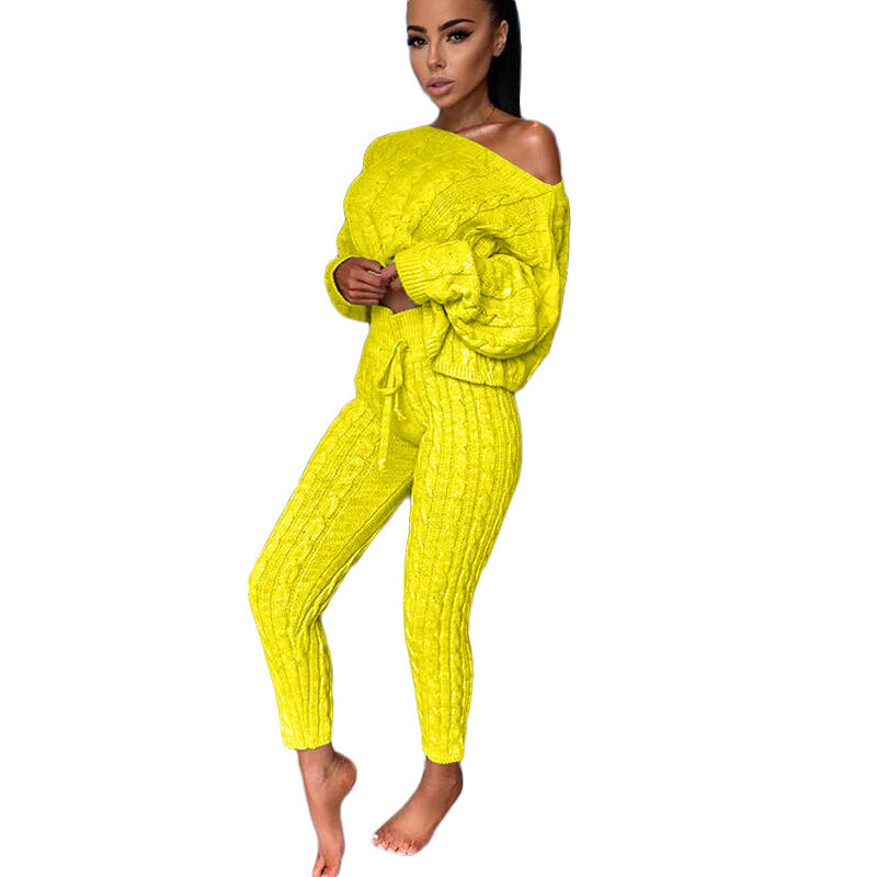 Autumn Winter Women Knitted Tracksuit